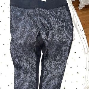 Black and navy Embroidered leggings